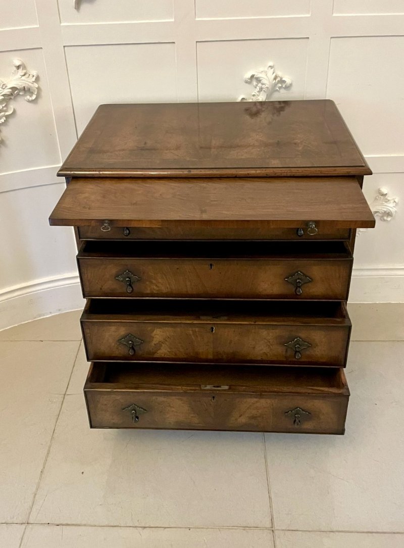 Antique Quality Burr Walnut Chest of Four Drawers with Brushing Slide - Image 2